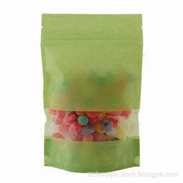 Stand Up Rice Paper Bag with Window for Candy, Biscuit, Peanuts, Powder and Snacks
